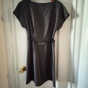 Elegant Gray Belted Dress